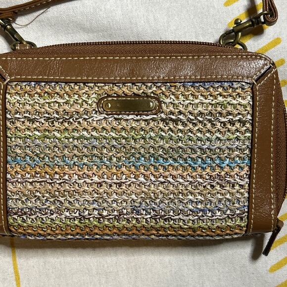 Vintage Y2K White Stag Crossbody Purse Handbag Faux Leather Straw Boho 90s - Picture 2 of 8